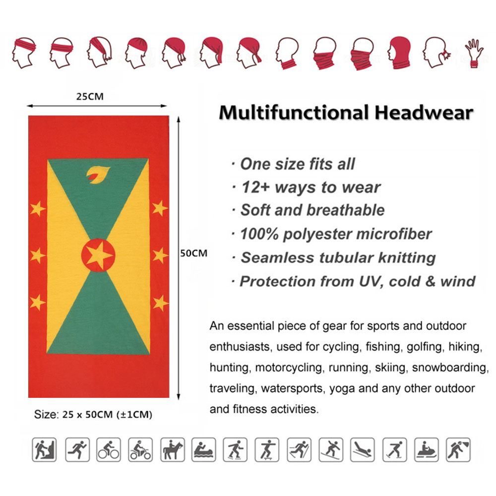 Grenada Flag Pattern Face Band - đánh giá và giá Running Gear Headband